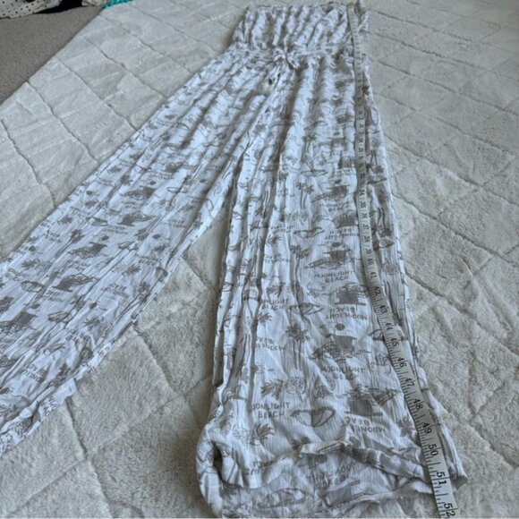 Aerie | Cream and Tan Palm Print Sleeveless Jumpsuit | Size Small - Picture 14 of 15